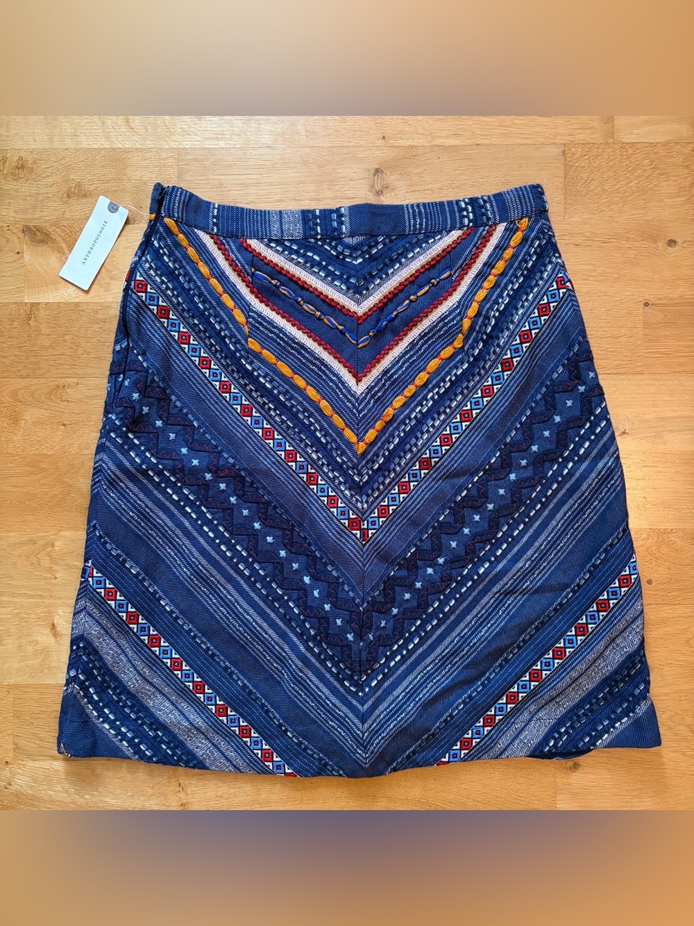 NWT Maeve by Anthropologie Navy Multi-Colored Skirt, Size 4 - Picture 6 of 12